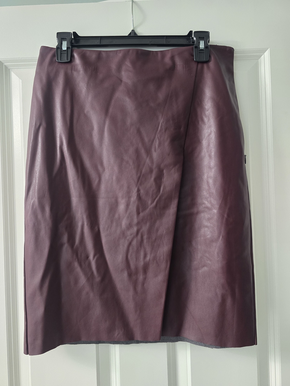 Ann Taylor Factory Faux Leather Wrap Midi Skirt - Burgundy